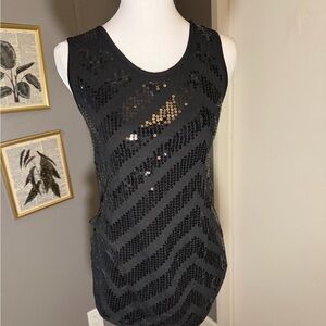 Rue21 Black‎ and Gold Sequin Tank Top